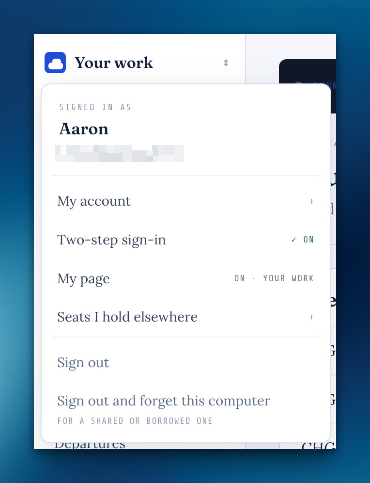 A clearer account menu